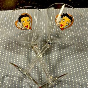 Pair Betty Boop Martini Glasses